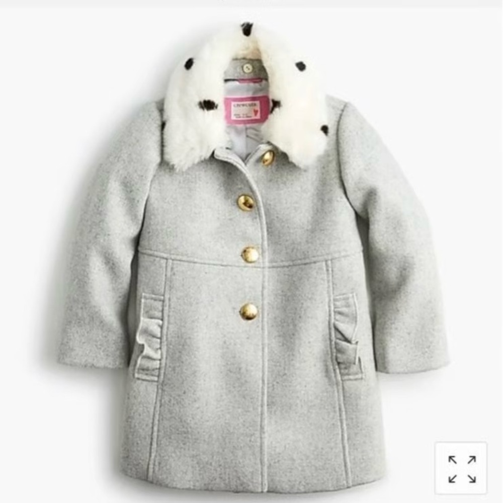 Crewcuts Gray Coat with Faux Fur and Gold Accents